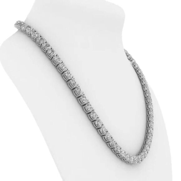 Collier de tennis en or blanc 14K avec diamant de laboratoire de 22,56 ct - Picture 1 of 5